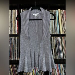🛍️3for $25🛍️ Peter Nygard Purple Silver Shimmer Knit Cardigan Vest Size M